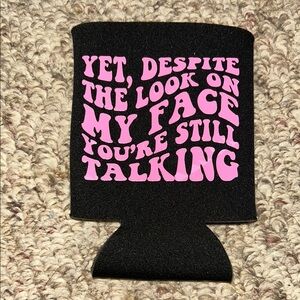 Black and Pink Can Cooler- circuit vinyl made